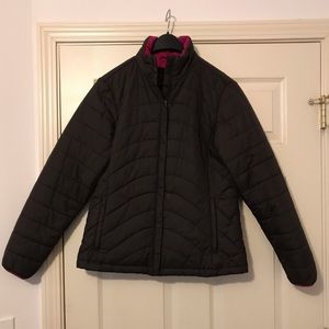Lands End Winter Jacket - Brown w/ Dark Pink Trim